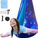 OUTREE Sensory Swing for Kids, Double Layer Therapy Hammock, Indoor Swing with 360 Swivel Hanger Kit and Adjustable Straps, Autism Sensory Product for Autism, ADHD (Blue Starry-Sky Printed)