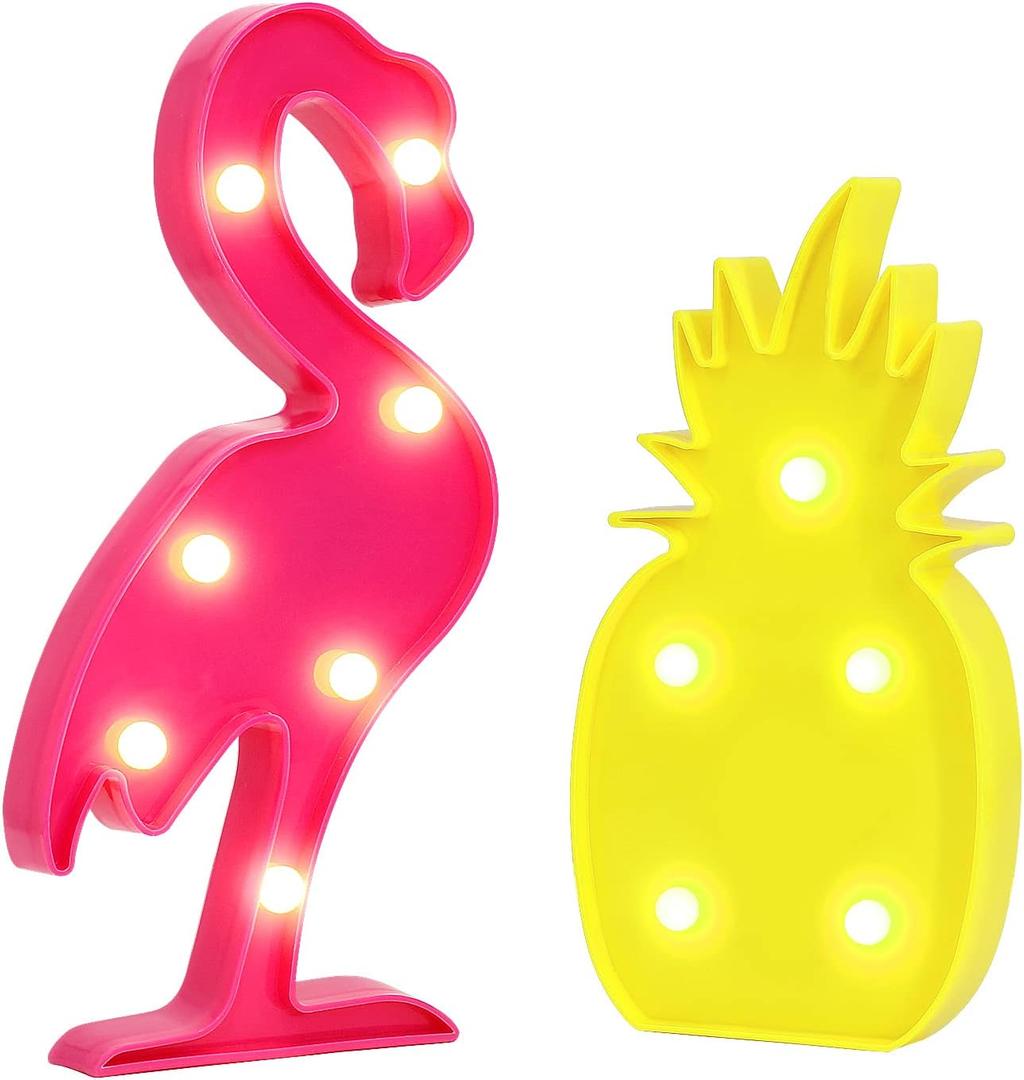 AceList Luau Party Decorations Flamingos Pineapple Lights Tropical Hawaiian Themed Party Supplies Birthday Decor for Wall Table Desk Centerpieces (Flamingos Pineapple)