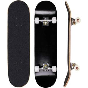Standard Skateboards for Beginners Kids Boys Girls Youths Adults Starter-Complete Skate Boards 31''x 8'' Maple Wood Skateboard (All Black)
