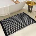 ZALL Black and White Braided Bath Mat Tassel Weav Super Absorbent Non Slip Bathroom Rug 20x32 inch Machine Washable Ultra Soft Floor Mats