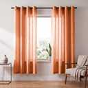 Linen Blended Sheer Curtains & Drapes - 72 Inches 2 Panels Set | Light Filtering & Semi-Sheer Privacy Protection, Grommet Top, Fits Living Room and Bedroom, 54 Inches Wide, Burnt Orange