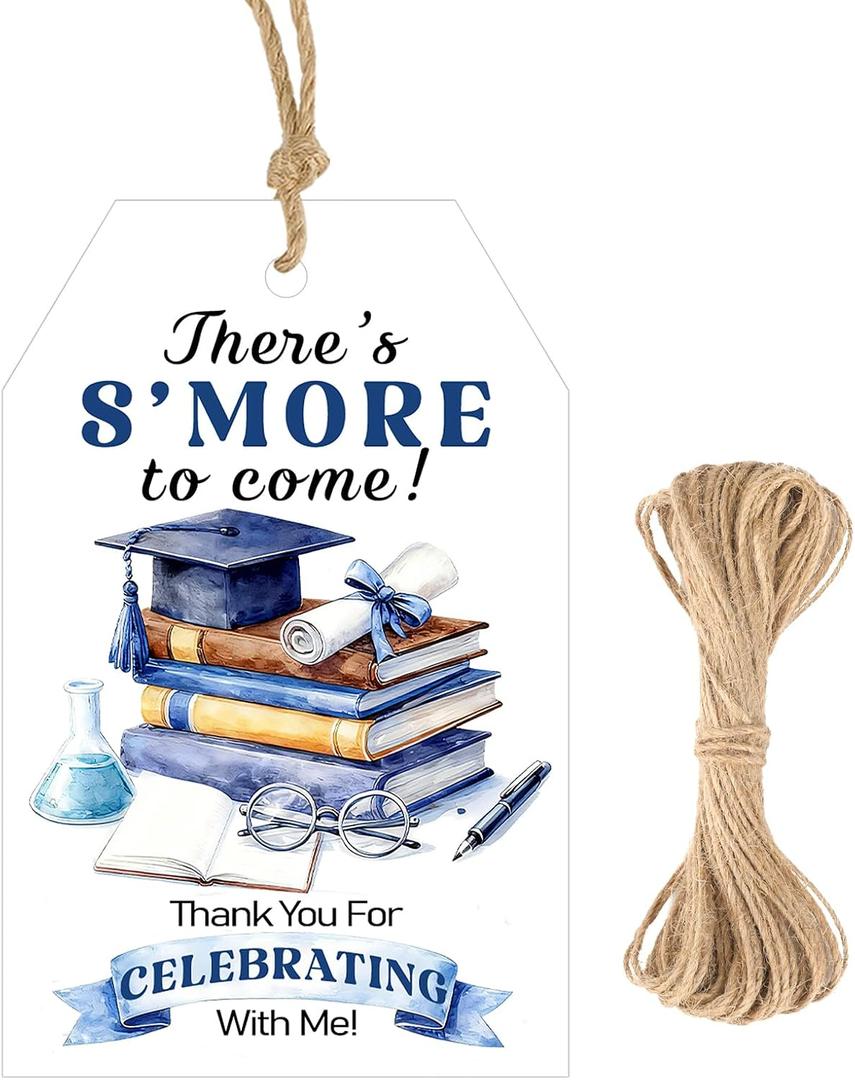 3 x G2PLUS Graduation Gift Tags - 50Pcs Graduation Thank You Tags with String, Blue Thank You for Celebrating with Me Tag for 2026 Congrats Grad Party Favors