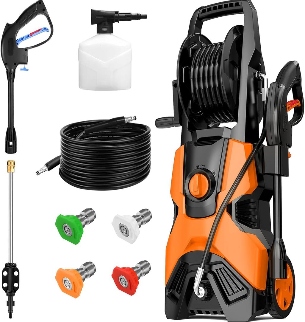 Electric Pressure Washer, 2.8 GPM Power Washer, 4 Quick Connect Nozzles Electric Power Washer, High Pressure Cleaning Machine with Foam Cannon for Cars/Fences/Patios Deals Pressure Washer