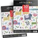 ARTEZA Watercolor Paper for Kids, 2 Pack, 30 Sheets Each, 9x12 Inches Water Pad, 135lb/200gsm, Glue Bound, Acid Free Kids Paper
