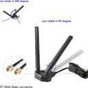 Tri-Band WiFi 6E Antenna 2.4GHz, 5GHz & 6GHz Magnetic Base Antenna for PC Desktop Computer & Gaming Motherboards WiFi Router Bluetooth Card