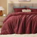 BEDELITE Fleece King Comforter Set -Super Soft & Warm Fluffy Burgundy Bedding, Luxury Fuzzy Heavy Bed Set for Winter with 2 Pillow Cases