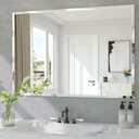Frameless Bathroom Mirror, 40" x 28" Beveled Wall Mirror
