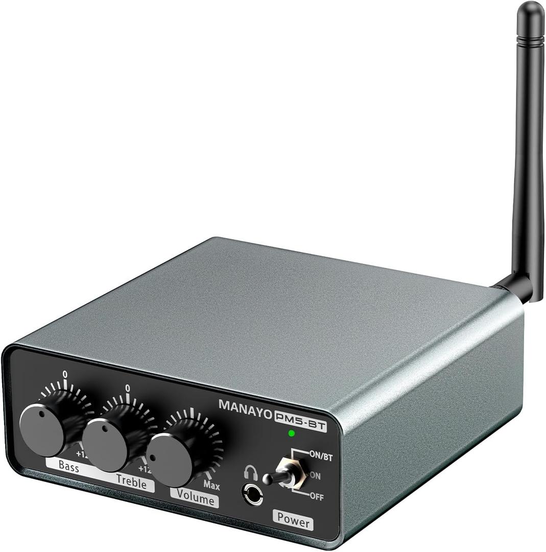 Phono Preamplifier for Turntable with Bluetooth 5.3 Transmitter, Hi-Fi Stereo Audio Preamp with Bass Treble EQ, Phono/Line Mode Switch for Turntables, BT Speaker & Headphone