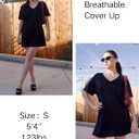 AI'MAGE Women's Swimsuit Coverup Short Sleeve Bathing Suit Cover Up Casual T-Shirt Dress Loose Beachwear Coverups (Black, M)