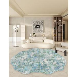 Modern Abstract Blue Green Area Rug for Living Room Bedroom Diningroom Playroom Office Irregular Shaped 9x12 Rugs Boho Washable Indoor Outdoor Unique Carpet