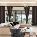 Hiasan Blackout Curtains for Bedroom, 38 x 63 Inches Length - Thermal Insulated & Light Blocking Window Curtains for Living Room, 2 Drape Panels Sewn with Tiebacks, Brown