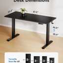 HUANUO Electric Standing Desk, Whole Piece Desktop, Adjustable Height Computer Desks, 4 Height Memory Settings, Sit Stand Up Desk for Home Office, 48" x 24", Black
