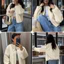 kipfall Womens Wool Blend Bomber Jackets Fall Winter Cropped Zip Up Coat Hoodless Outwear with Pockets (Gray, L)