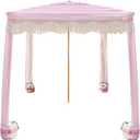AMMSUN Beach Cabana with Fringe, 7' x 7' Boho Beach Canopy with Tassels, Easy Set up & Premium Wood Pole, Cabana Tent with Sand Pockets, Instant Sun Shade for Sand, Garden, Patio, Rose Stripes