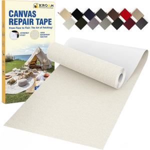 Canvas Repair Tape, 3 Inch Waterproof Heavy Duty Fabric Tape for Furniture, Self Adhesive Canvas Repair Patches for Boat Covers, Sofas, Tents, Louge Chairs, Canopy, Awning Ivory White