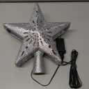 Christmas Tree Topper Lighted with 6 Pattern Projection Modes, Christmas Star Tree Topper Built-in LED Rotating Lights, Silver 3D Glitter Dynamic Projector for Christmas Decorations