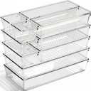 Drawer Organizer, 10 Pack Large Clear Plastic Organizer Bins 5 Sizes, Versatile Bathroom Drawer Trays, Heavy Duty NonSlip Drawer Dividers for Makeup, Office & Kitchen Utensils