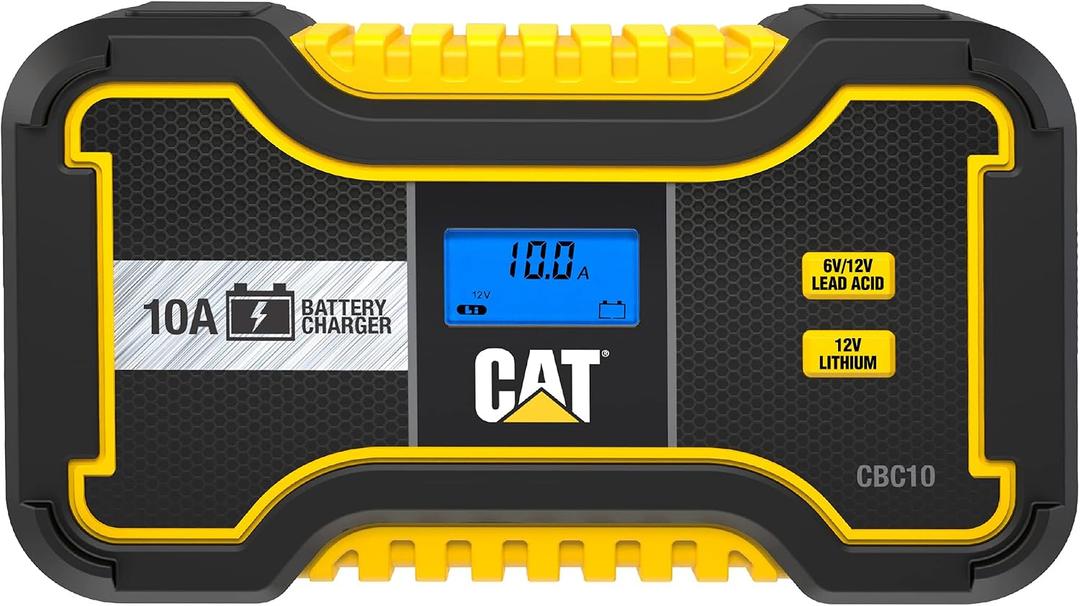 Caterpillar CBC10 Professional 10 Amp Battery Charger/Battery Maintainer for 6V/12V Lead Acid Batteries and 12V Lithium Batteries