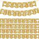 TaoBary 135 Pcs DIY Banner Custom Letters Kit Make Your Own Banner for Birthday Graduation Party Decor Include 107 Letters and Numbers, 16 Symbols, 2 String Lights, 5 Needles, 5 Rope (Gold)