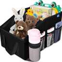 Car Organizer- Car Seat Organizer for Front Seat Back Seat Between Seats, Foldable Car Storage Organizer for Kids Adults with Multi-Mesh-Pockets-Car Organizers Backseat with Detachable Divider-Black