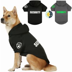 Dog Security Hoodie with Glow-in-the-Dark Prints DAJIDALI Dog Clothes Apparel Winter Sweatshirt Warm Sweater Jacket Coat Hoodie for Dog Cat 27" Chest