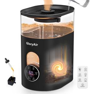 Warm & Cool Mist Humidifier - GloryAir Black 6L Quiet Top Fill Humidifiers for Bedroom Large Room with Smart Humidity Control, Remote Control, 7-Color Light, Humidistat, Oil Diffuser for Baby & Plants