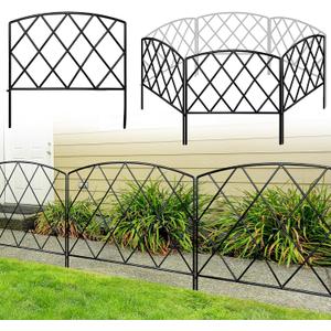 Decorative Garden Fence 24 in H x 24 in W (5 Panels, Total Length 10 ft) Rustproof Metal No Dig Fencing Animal Barrier Fence, Outdoor Border for Dog, Yard, Patio, Flower, Bed, count of 5