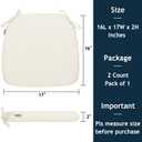 Magpie Fabrics 17"x16"x2" U-Shape Chair Cushions with Ties 2 Count, Outdoor Indoor Waterproof All Weather Seat Pads Decoration for Patio Garden Dining Office - Cream Beige