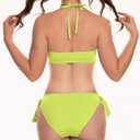 Beautikini Period Swimwear for Teens Two Piece Menstrual Leakproof Swimsuit Halter Bikini Set Bathing Suits for Girls Women (Yellow, M)