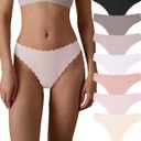 SHARICCA Womens Seamless Thongs No Show Underwear Soft Ribbed Invisible Panties Wave Edge Multi Pack (X-Small, 7p03 - Lightly Colors)