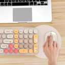 Keyboard Mouse Wireless, Slim Compact Silent 2.4G Cute 84 Keys Keyboard for PC, Notebook, MacBook, Tablet, Laptop, Windows System Coffee