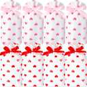 Sayglossy 100 Pcs Valentine's Day Treat Bags Small Drawstring Candy 6x9 Inch Bulk Heart Print Gift Snack Cookies Bags for Valentine Exchange Gifts Wedding Party Supplies
