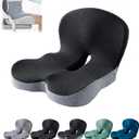 MAOILY Orthopedic Cushion, Back and Seat Cushion, Car Seat Cushion, Soothe+ Cushion, Pressure Relief, Non-Slip Belt Backrest, Ergonomic Memory Foam Backrest (Black & Gray)