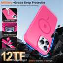 2 x for iPhone 13 pro Phone Case, Compatible with Magnetic, Military Grade Drop Protection Translucent Matte Shockproof Anti-Scratch/Anti-Fingerprint Case for iPhone 13 pro (neon Pink)