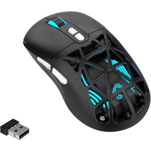 FD Wireless Gaming Mouse,Rechargeable RGB Programmable Macro Mouse,10000 DPI,Tri-Mode 2.4GHz/BT 5.0 with Wired,3.7V 500mAh Built-in Battery for Laptop Desktop PC MacBook Chromebook - Black