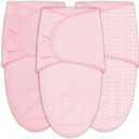 SWEET DOLPHIN 3-Pack Baby Swaddle Sleep Sacks - Newborn Swaddle Blanket with Soft Cotton - Ergonomic Wrap for Boys and Girls, 0-3 Months, Pink (One Size)