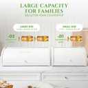 FINESSY Large Bread Box White for Pantry, Bread Box for Kitchen Countertop Stainless Steel, Breadbox Keeper for Fresh Homemade Muffin Sourdough Bagel Sandwich, Large Food Storage Containers with Lids