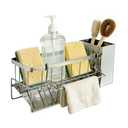 Sponge Holder for Kitchen,soap dispenser holder,multifunctional Stainless Steel sink caddy with Brush Holder,bathroom sink Organizers for Essentials,hand sanitizer holder,toothbrush Toothpaste holder