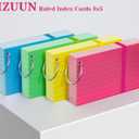 Colored Index Cards 3x5, YIZUUN Flash Cards with Ring, 200 PCS, Ruled Note Cards, Flash Cards for Studying, 3x5 Note Cards for Office, Home, School