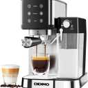 Espresso Machine, 20-BAR Pump Cappuccino Machine with Built-In Milk Frother, Stainless Steel Latte Machine, One-Touch Single or Double Shot for Cappuccinos and Lattes, 1.3L Water Reservoir