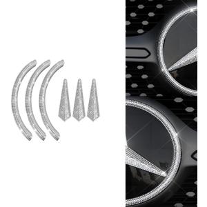 Car Front Emblem Sign Logo Bling Cover Decal Compatible with Mercedes Benz External Accessories Rhinestone Decorative Sticker (Small,Fit for A B CLA C300 E CLS S GLA GLK Series)