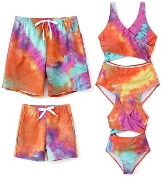 PATPAT Family Matching Swimsuits Swimwear Set for Couples Mommy and Me Striped Spliced Bathing One-Piece Swimsuits, Pack of 1 