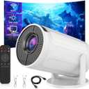 Mini Projector with WIFI, 4K Support Portable Projector 180 Rotatable.Full HD 1080P Outdoor Projector 17"-130" Screen Movie Projector. Compatible for Smartphone, Laptop, TV Stick,USB(No App)