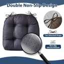 IASEAHK Chair Cushions for Dining Chairs, Seat Cushions for Kitchen Chairs, Indoor Seat Cushions with Ties, Tufted Foam Chair Pads, Non Slip Chair Cushions Set of 2, 15.5" x 15.5" x 4", Brown