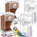 Yaomiao 4 Pcs No Mess Bird Feeders Automatic Parrot Water Dispenser Clear Quail Feeder and Watered Cage Accessories for Small and Medium Parrot Cockatiel Canary(Assorted,Transparent)