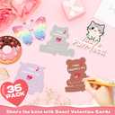 36 Pack Valentines Day Cards for Kids School  Adorable Die-Cut Animal & Food Classroom Valentines with Pink Envelopes & Stickers, 9 Cute Designs for Boys, Girls & Teachers