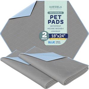 Washable Pet Pads - Pink- Super Absorbent Waterproof Reusable Dog Pee Pads for Dogs, Washable Puppy Pads for Potty Training, Housebreaking Washable Pee Pads for Dogs (18x24 Blue, Rectangular)