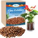Riare 16 LBS Organic Expanded Clay Pebbles - 4mm-16mm Natural Leca Balls Lightweight Hydroponic Clay Pebbles Aggregate for Indoor Plants, Hydroponic Growing, Plants Drainage, Aquaponics