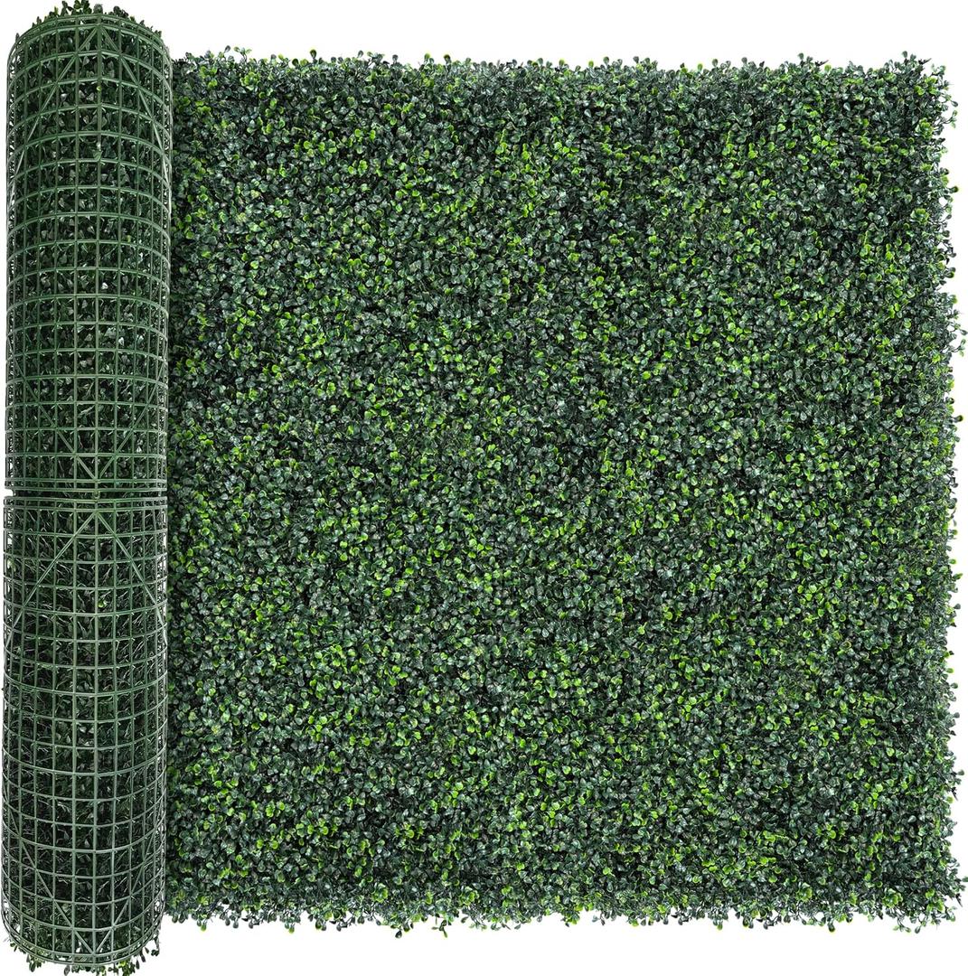 TTTM Artificial Boxwood Hedge Roll: 48"x120" UV-Resistant Faux Green Ivy Leaves Grass Wall Panel Fence for Indoor/Outdoor Privacy Screen, Wedding Backdrops, and Home Greenery Wall Decor.
