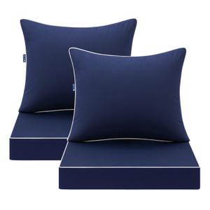 MIULEE Navy Outdoor Seat Cushion 22x22 Inch Set of 4 Waterproof Cushions